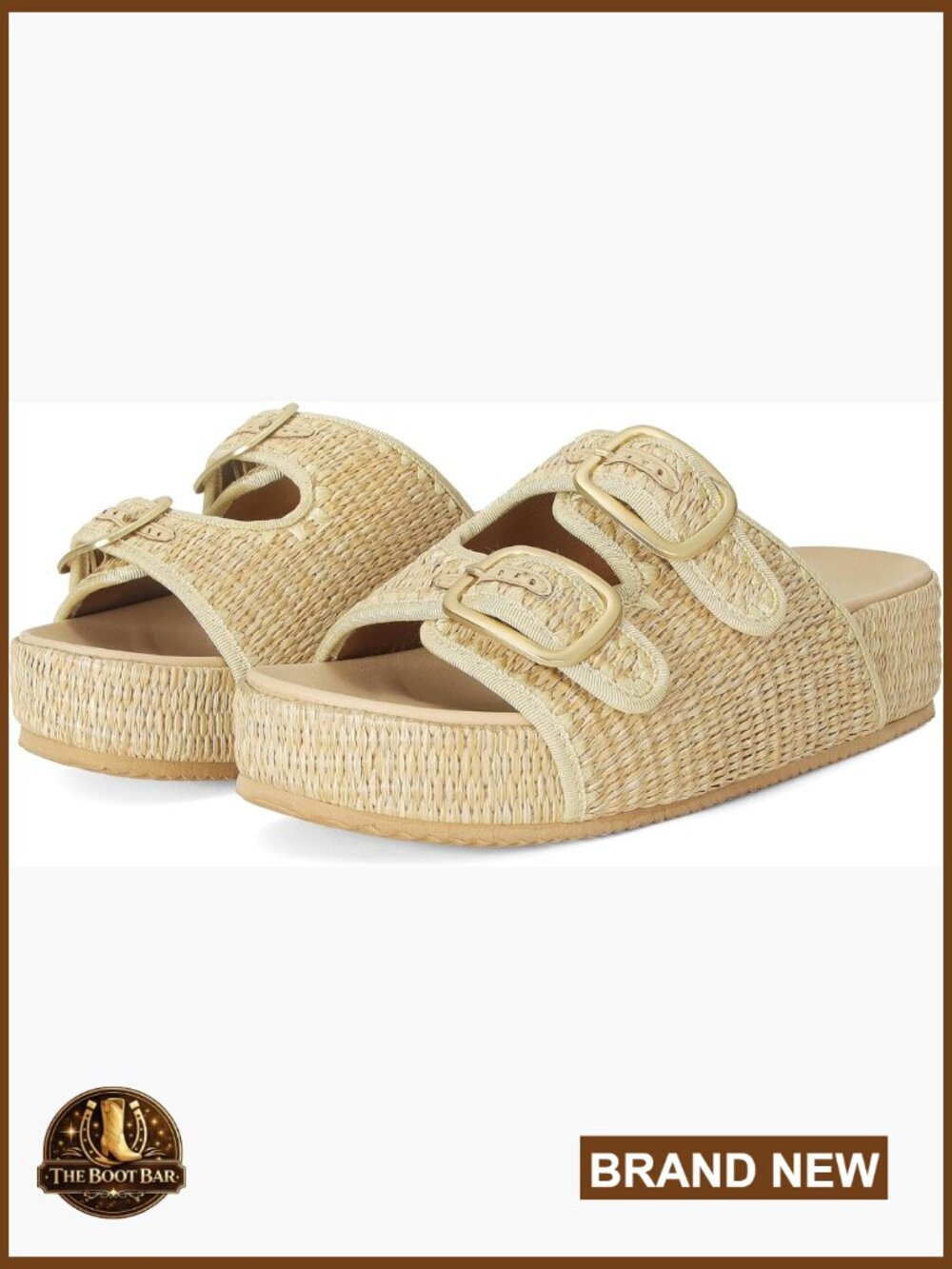 Women's Raffia Platform Sandals Espadrilles Adjustable Double Buckle Woven